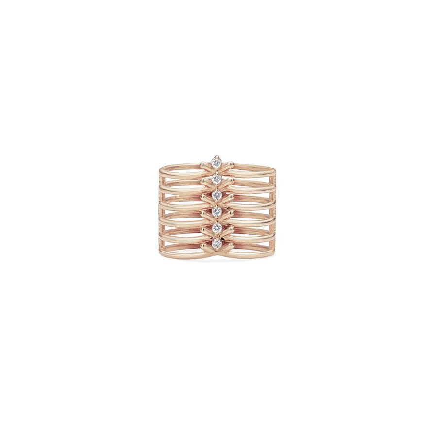 Anello 'Spinae' 6 elementi rosa SPINAE | AN 6FAU9R CT.0,09